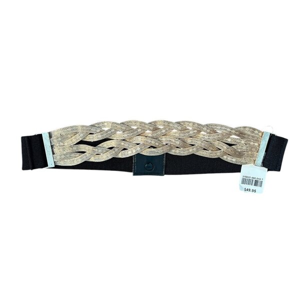 Vtg Le Château Gold Rhinestone Snake Chain Belt Elastic | Taylor Swift Glam 1 Sz - Picture 5 of 11